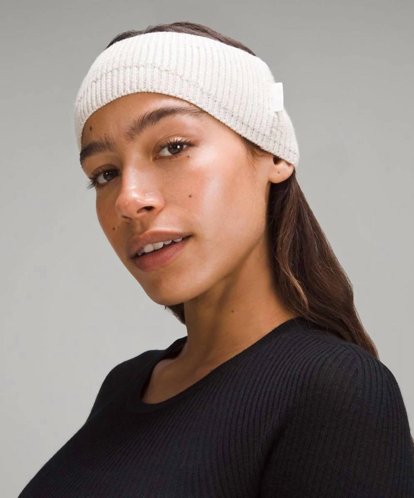 lululemon Women's Ribbed Merino Wool-Blend Knit Ear Warmer In Heathered Bone 3