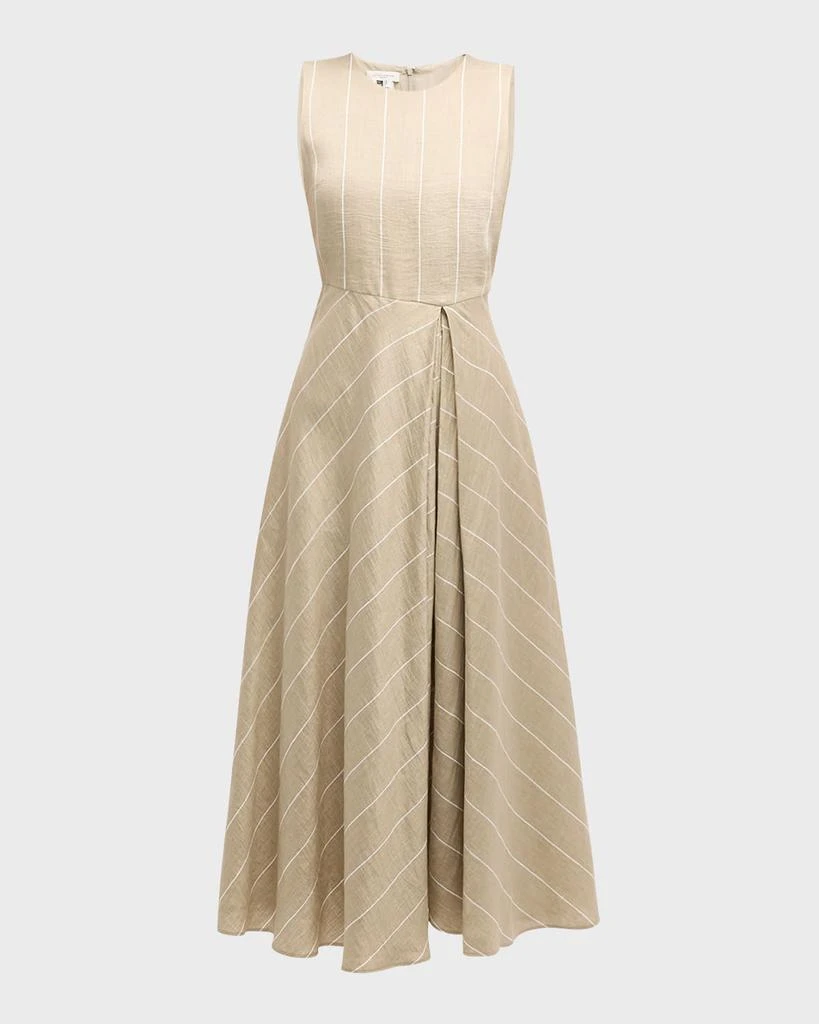 Lafayette 148 New York Pleated Striped A-Line Midi Dress 1