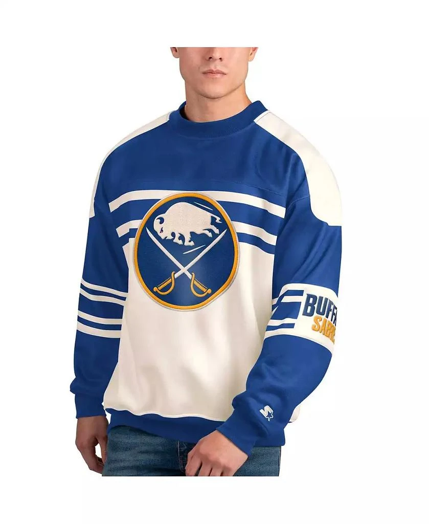 Starter Men's White Buffalo Sabres Defense Fleece Crewneck Pullover Sweatshirt 1