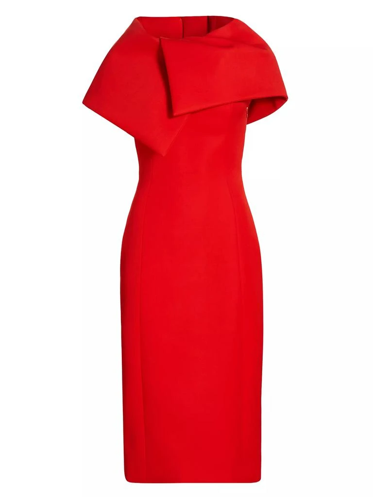 Oscar de la Renta Wool-Blend Wrap Capelet Midi-Dress 1