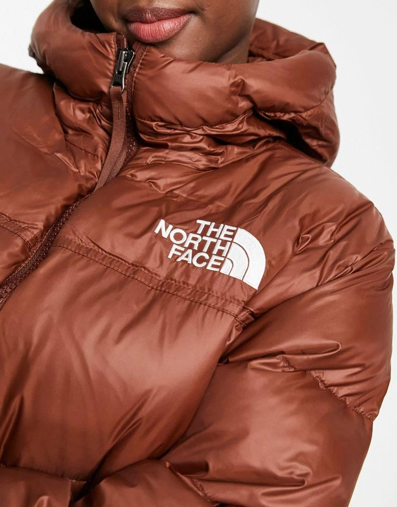 The North Face The North Face Nuptse belted long down parka coat in brown 3