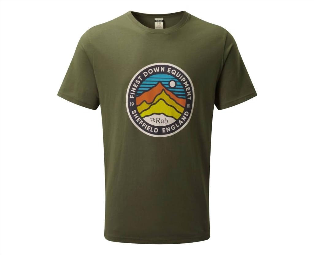 Rab Men's Stance 3 Peaks Short Sleeve Tee Top In Army