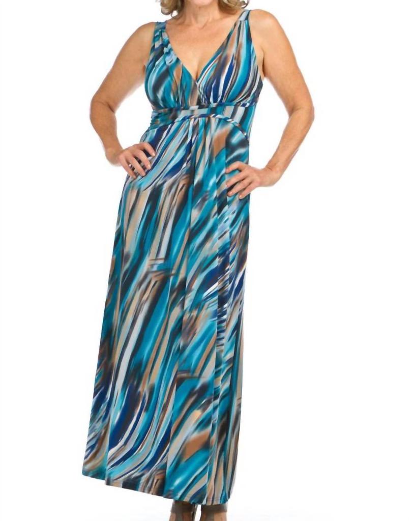 Papillon Marble Print Grecian Maxi Dress In Blue