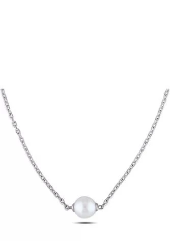 Belk 
Co. 9-9.5 Millimeter Cultured Freshwater Pearl Necklace in Sterling Silver