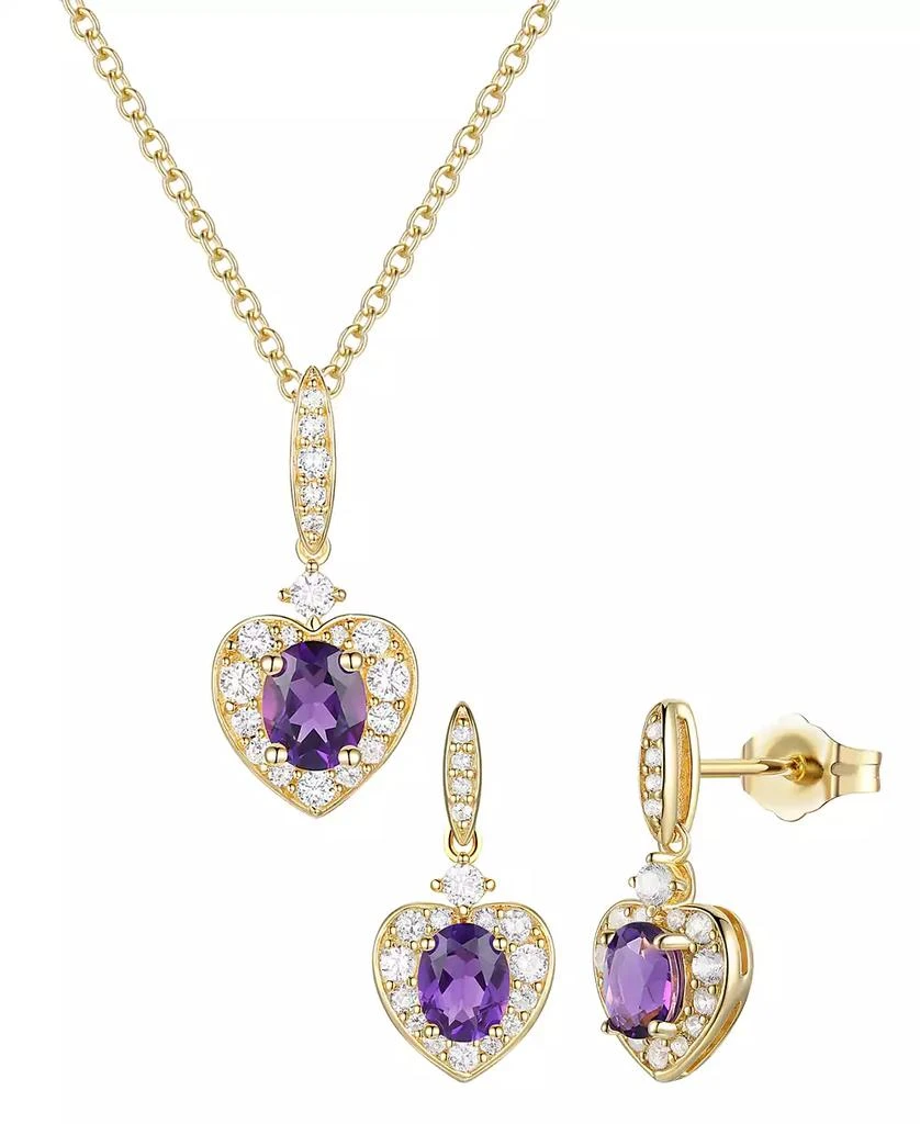 Macy
s 2-Pc. Amethyst (1 ct. t.w.) and Lab-Grown White Sapphire (0.2 ct t.w.) Earrings And Necklace Set in 14k Gold Over Sterling Silver (Also Available in Ruby)