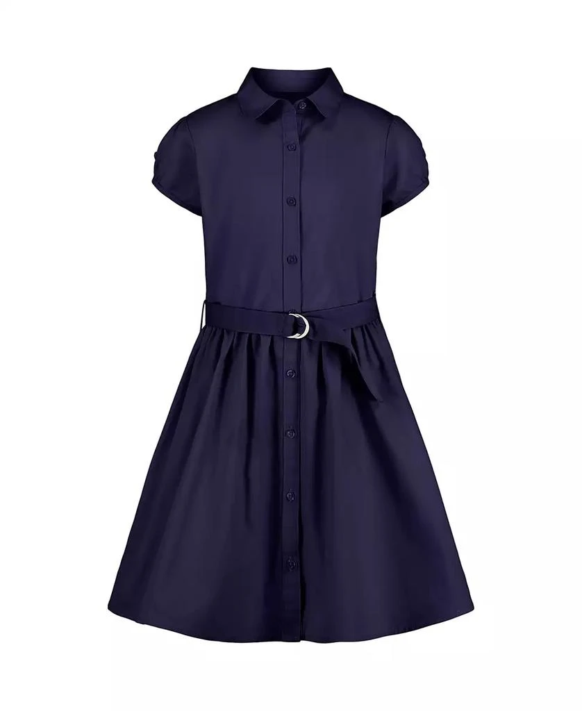 Nautica Plus Girls Uniform Belted Poplin Shirt Dress 1