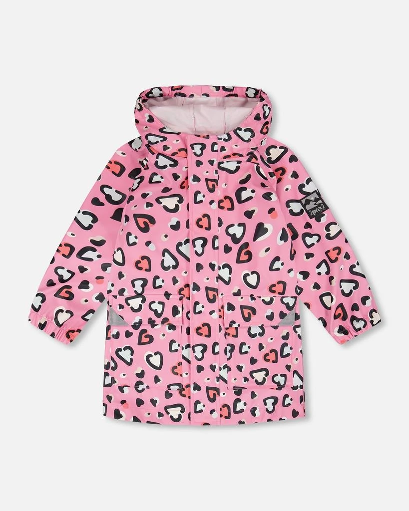 Deux par Deux Rain Jacket in Polyurethane Pink Heart Print