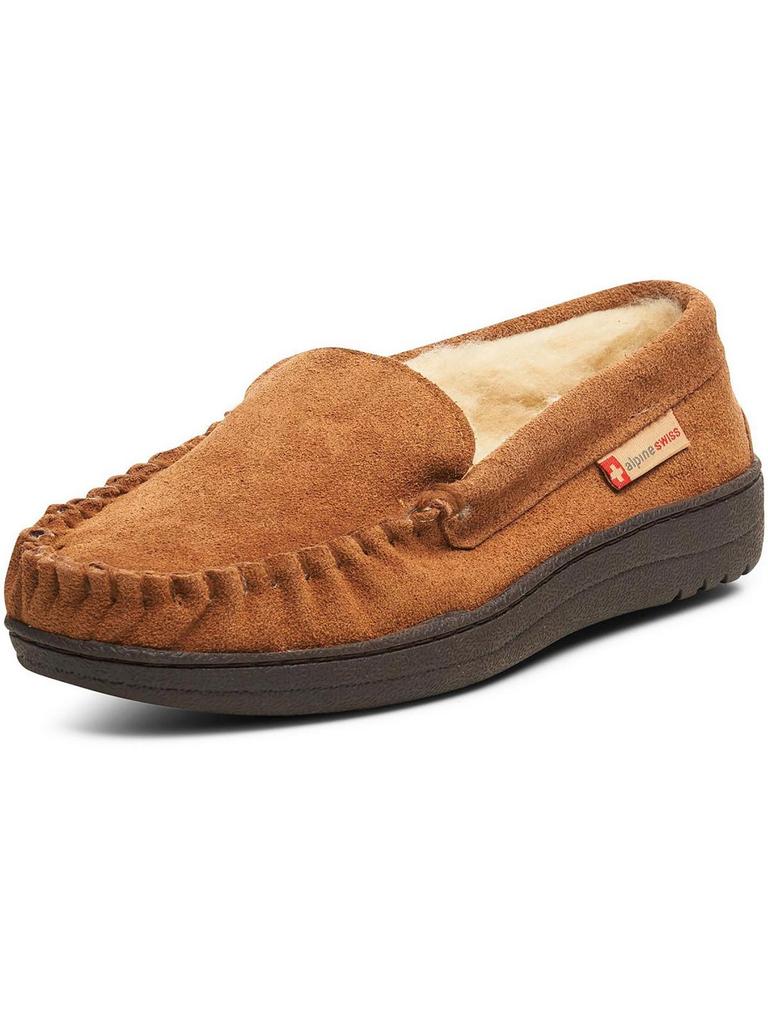 Alpine Swiss Yukon Mens Suede Shearling Moccasin Slippers