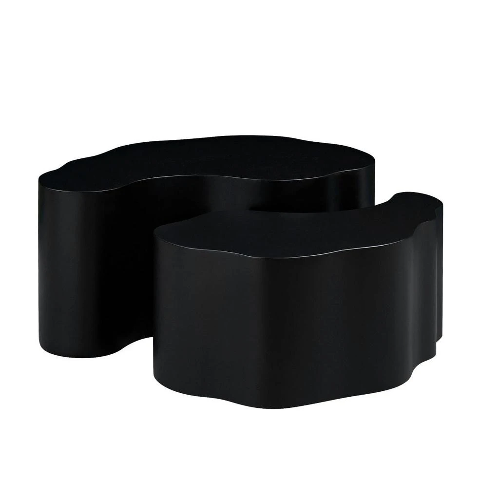 Streamdale Furniture Streamdale Unique Shape MDF Coffee Table set of 2, No Assembly Required, Black 2