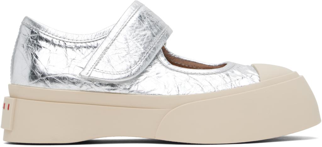 スニーカー MARNI Mary Jane Sneakers - Marni - Leather - Silver Silver leather Mary Jane sneaker | Marni