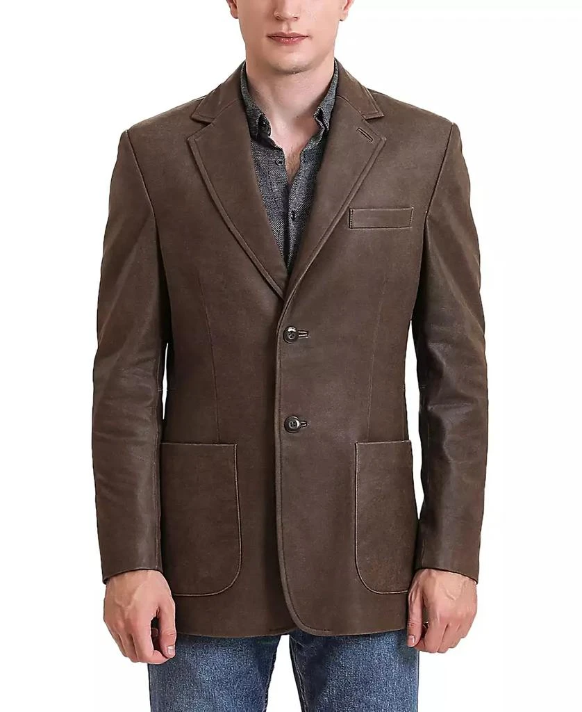 BGSD Men Luke 2-Button Distressed Leather Blazer