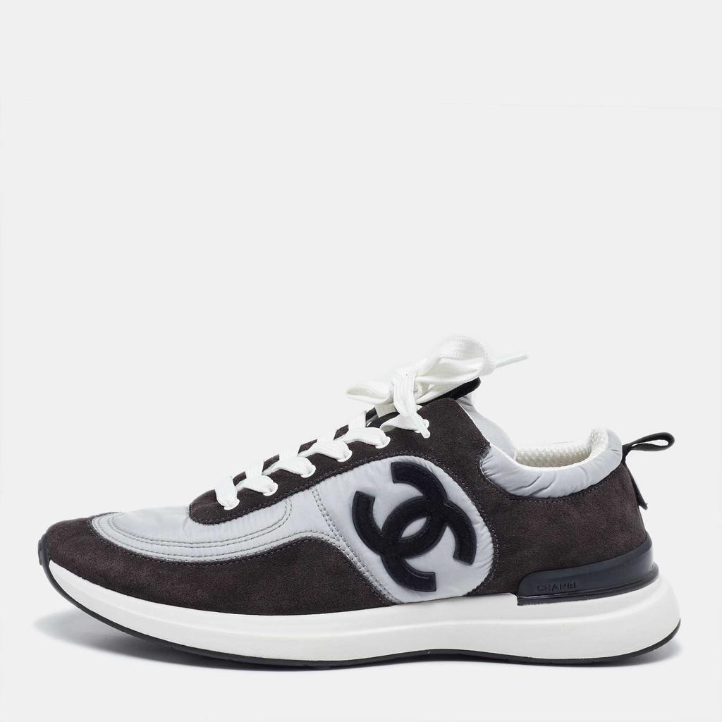 Chanel Chanel Black/Grey Nylon and Suede CC Logo Lace Up Sneakers Size 40