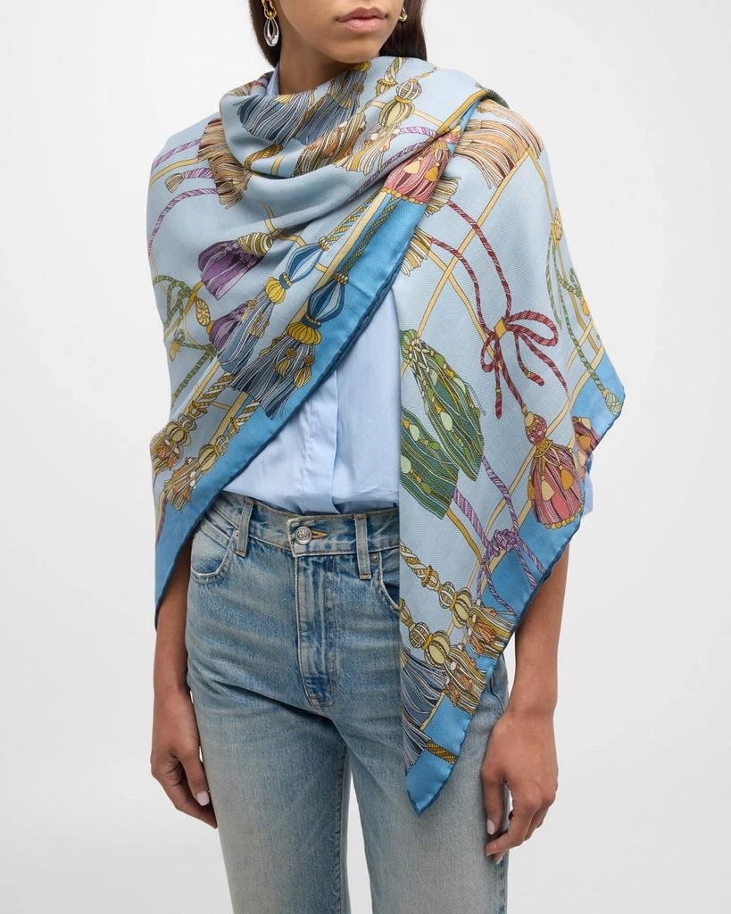 Rani Arabella Remini Light Blue Cashmere-Blend Scarf 3