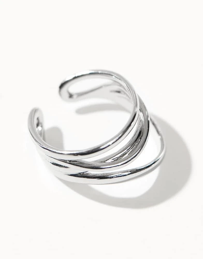 ASOS ASOS DESIGN festival triple layered ear cuff in silver 2