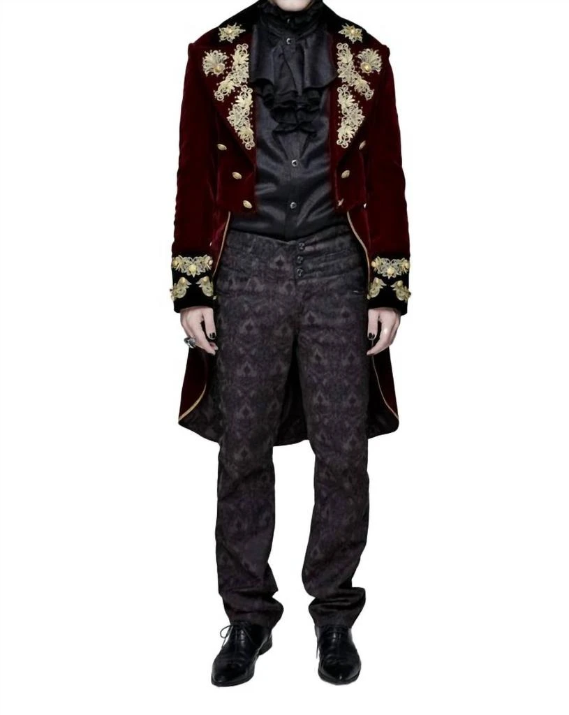 Western F.a.s.h.i.o.n Men's Pirate Coat In Burgundy 1