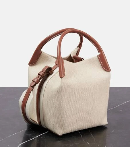 Loro Piana Bale Small leather-trimmed canvas tote bag 4