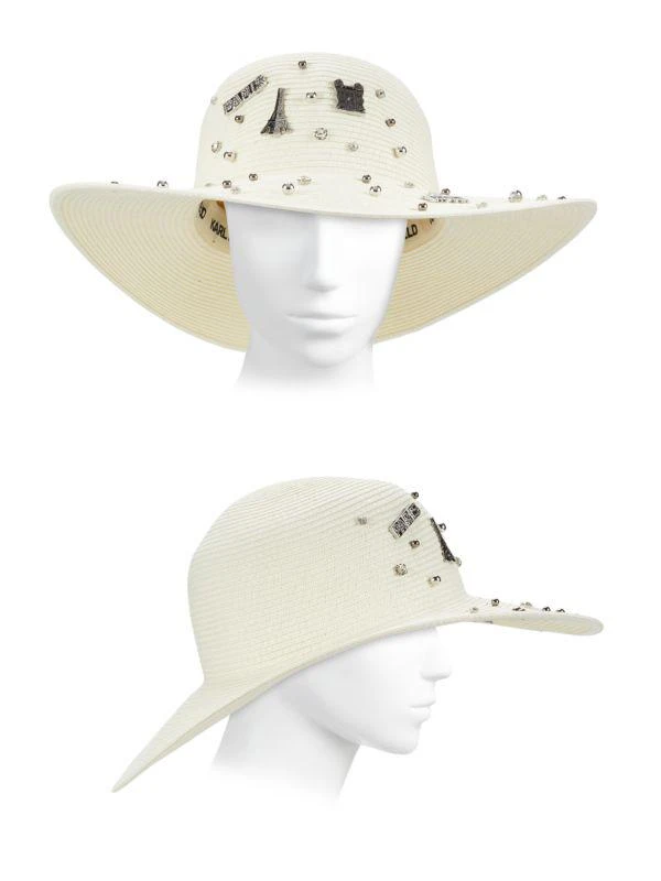 Karl Lagerfeld Paris Textured Embellished Sun Hat 3