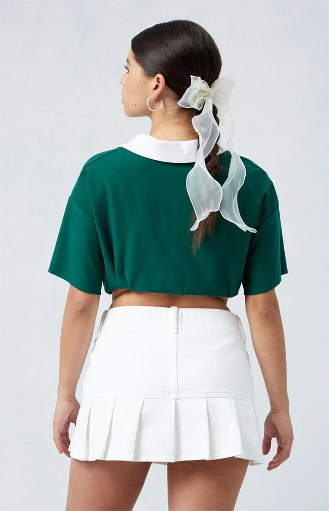 PacSun Eco White Pleated Low Rise Denim Mini Skirt 4