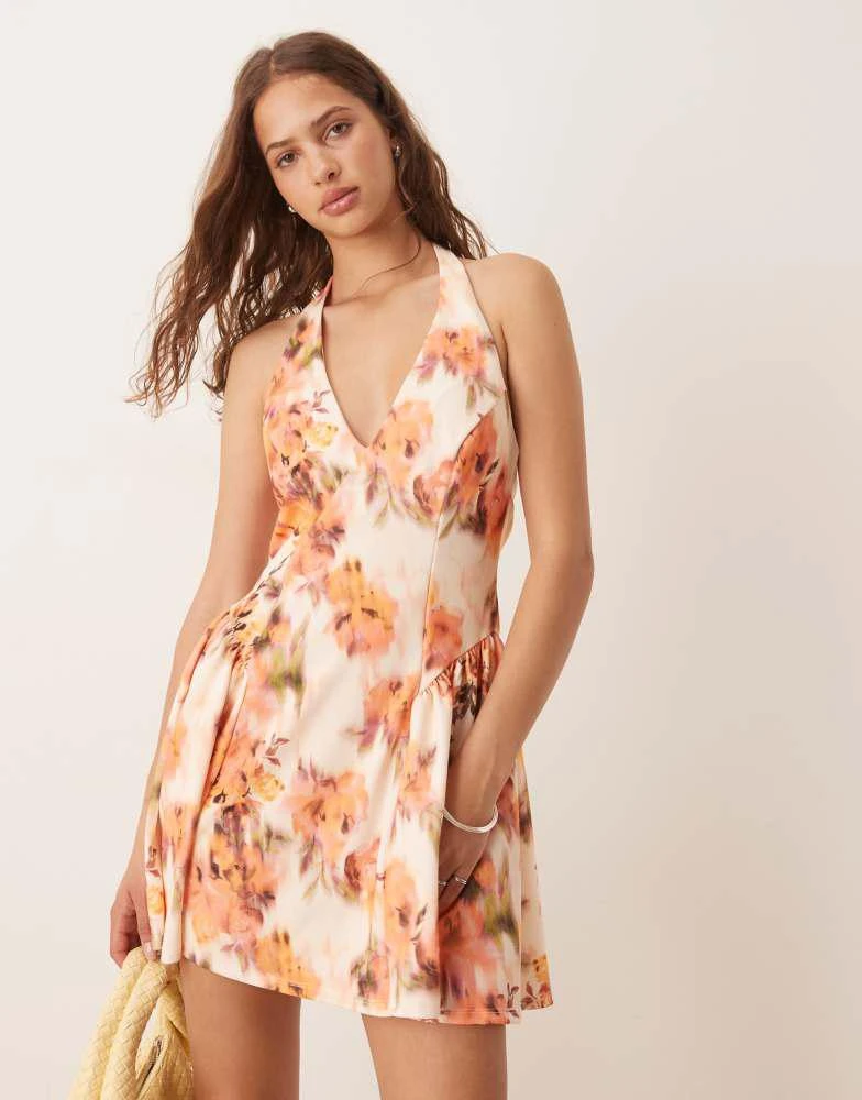 ASOS DESIGN halter neck corset detail mini dress with godets in vintage  floral print  On Sale Now with Up to 60% Off | Discover Exclusive Deals &  Savings at BeyondStyle