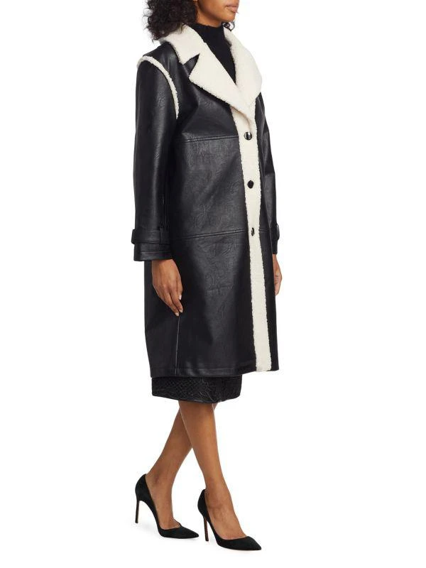 Tahari Faux Leather & Faux Fur Coat 3