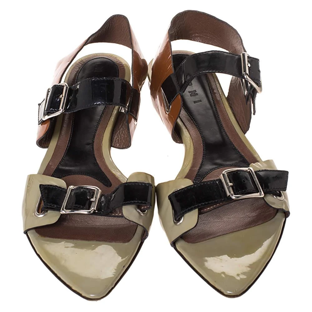 Marni Marni Tricolor Patent Leather Pointed Toe Flat Sandals Size 39 3