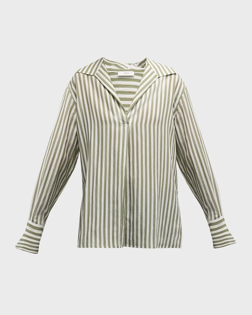 Vince Coast Stripe Shaped-Collar Pullover Shirt 3