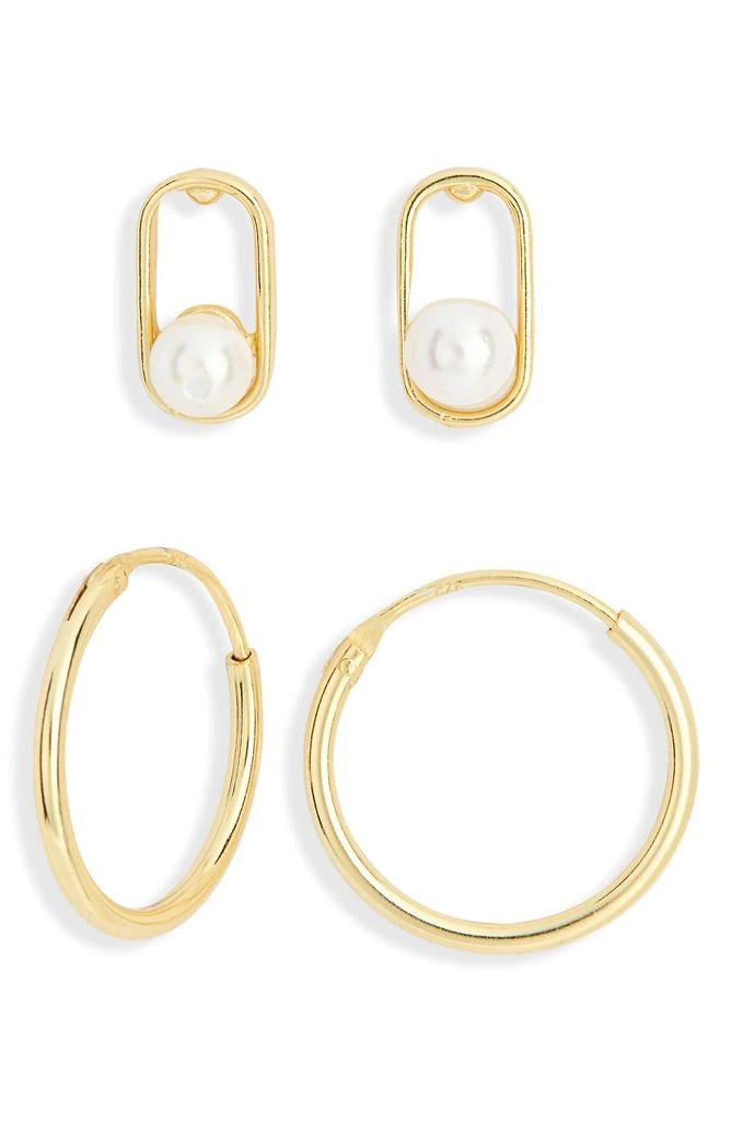 Argento Vivo Sterling Silver Set of 2 Twisted Pearl Stud 
Hoop Earrings