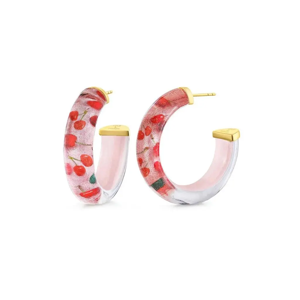 Gold & Honey Gold & Honey - Women's Cherry On Top Illusion Hoop Earrings