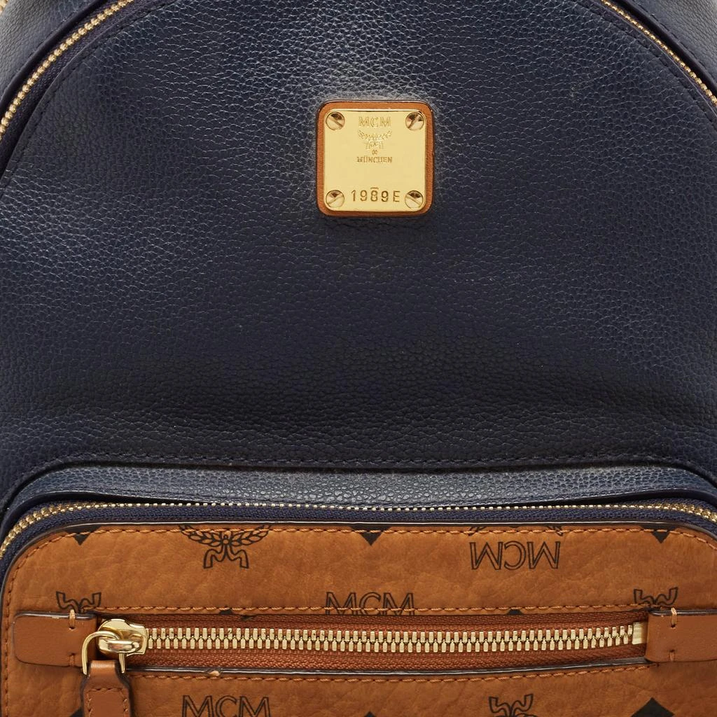 MCM MCM Navy Blue/Tan Leather and Stark Visetos Coated Canvas Backpack 5