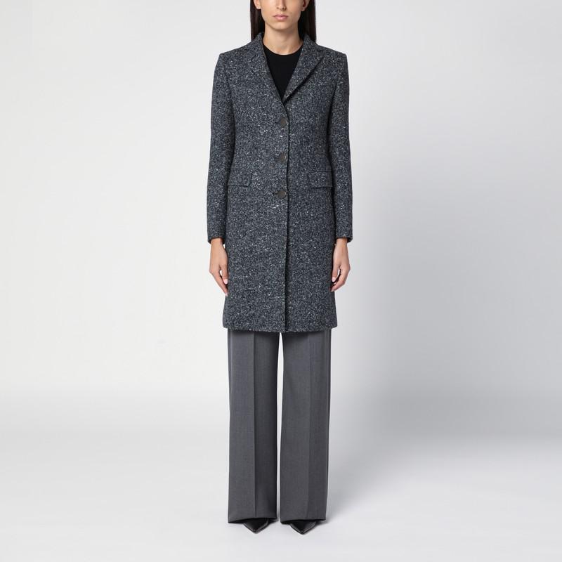 ジャケット Tagliatore Black/white wool blend single-breasted coat TAGLIATORE Black/white wool blend single-breasted coat