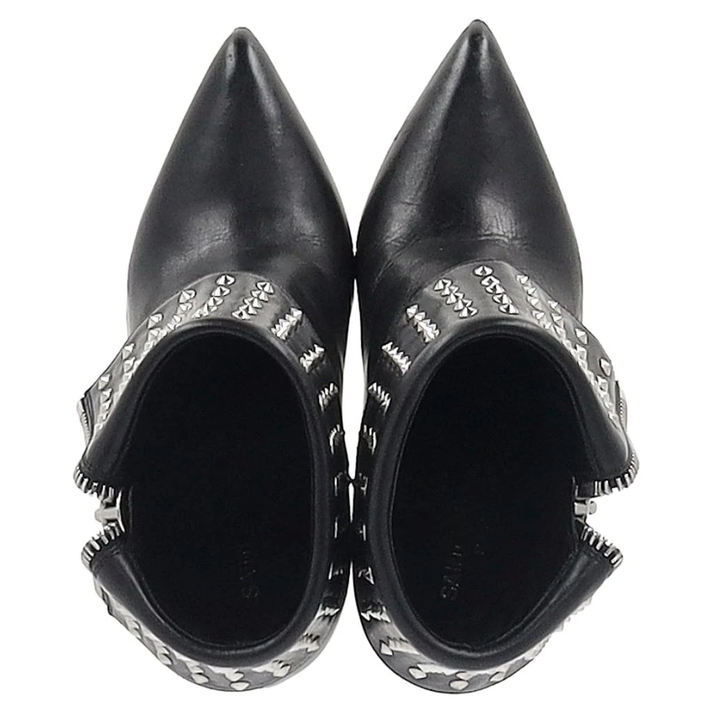 Yves Saint Laurent Paris Fold Over Studded Booties in Black Leather 4