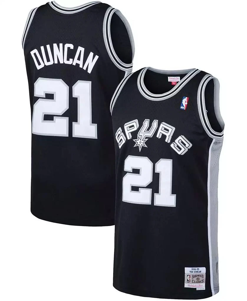 Mitchell and Ness Men's Tim Duncan Black San Antonio Spurs 1998-99 Hardwood Classics Swingman Jersey 1