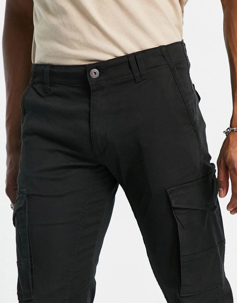 Jack & Jones Jack & Jones Intelligence cuffed cargo trouser in black 3