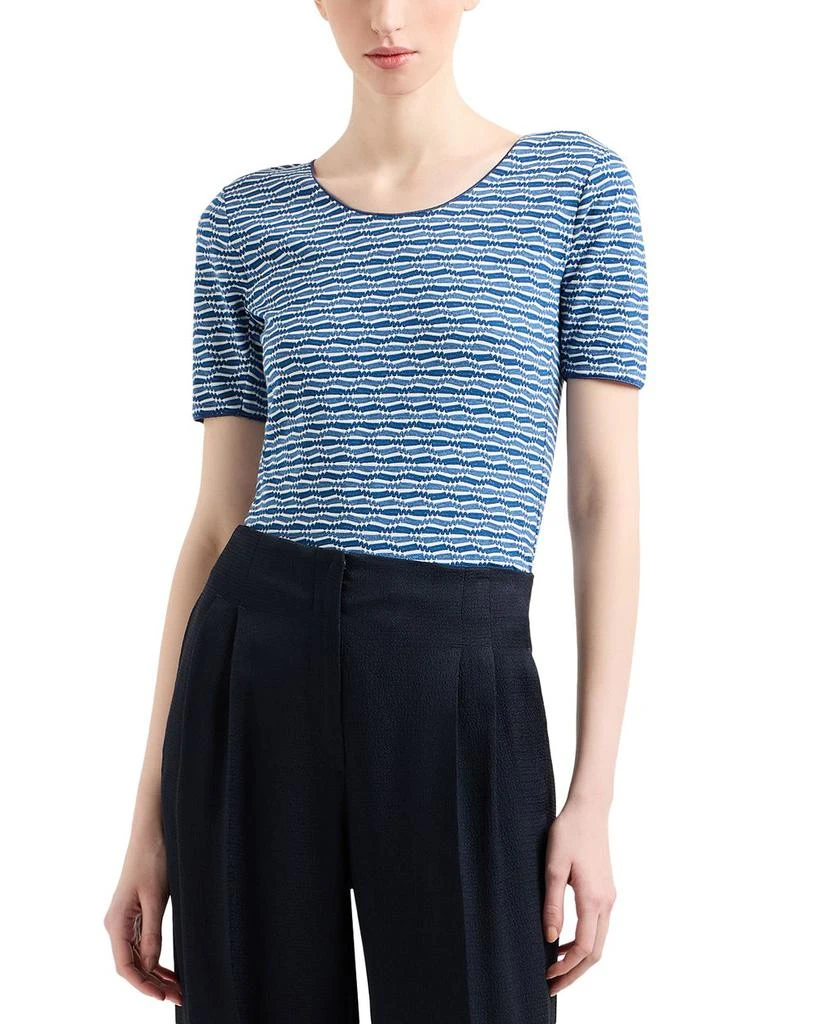 Emporio Armani Geo Textured Jacquard Jersey Top 1