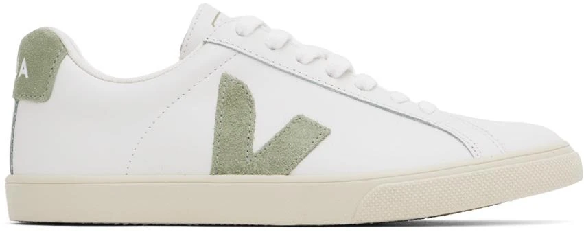 Veja White & Green Esplar Leather Sneakers 1