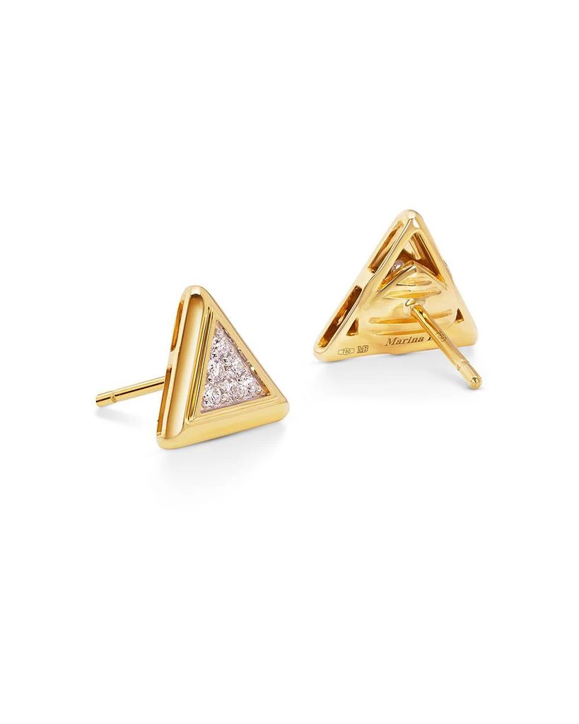 MARINA 18K Yellow Gold Triangolini Diamond Pavé Triangle Stud Earrings 3