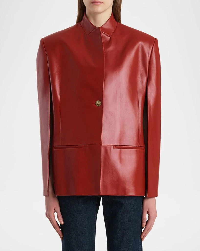 Khaite Dolso Single-Breasted Leather Cape Jacket 4