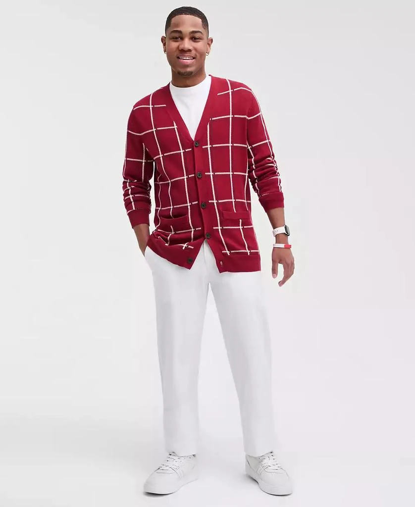 Club Room Men's Cotton Windowpane-Plaid Cardigan Sweater, Exclusively at Macy's 7