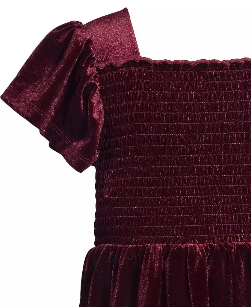 Bonnie Jean Little Girls Flutter Sleeved Smocked Stretch Velvet Dress 3