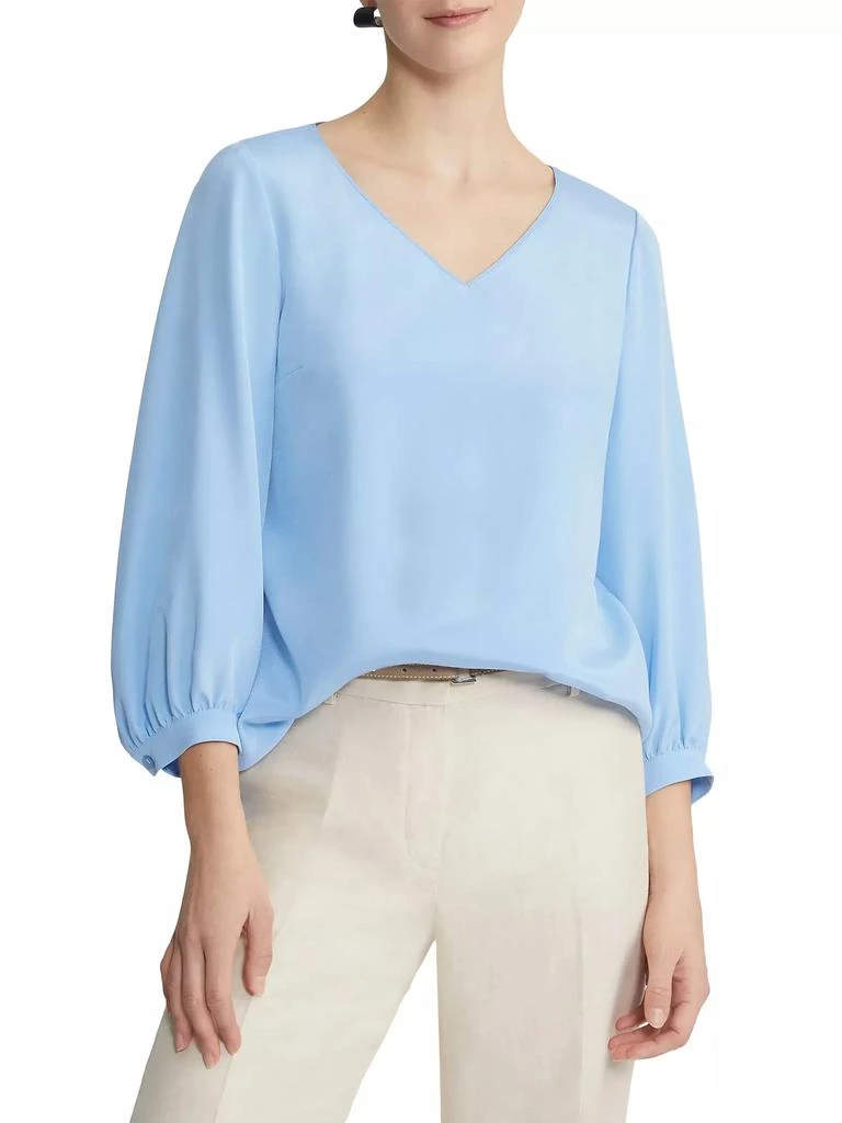 Lafayette 148 New York Lantern-Sleeve V-Neck Blouse 3