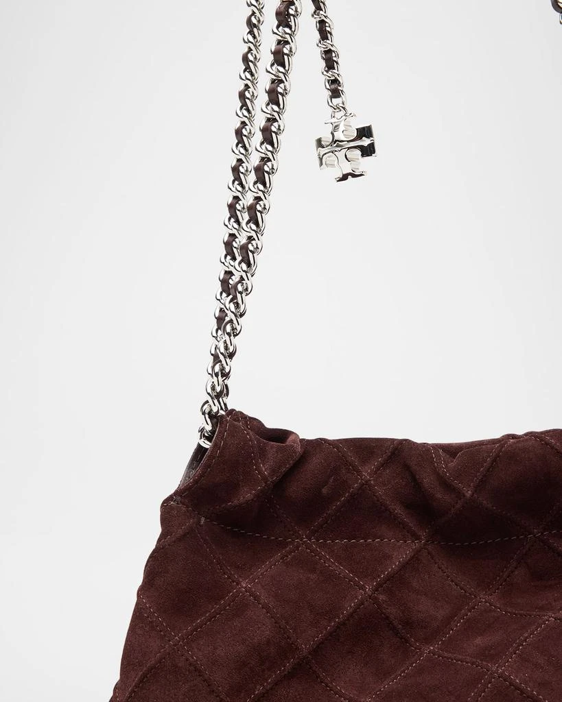 Tory Burch Fleming Quilted Suede Chain Hobo Bag 5