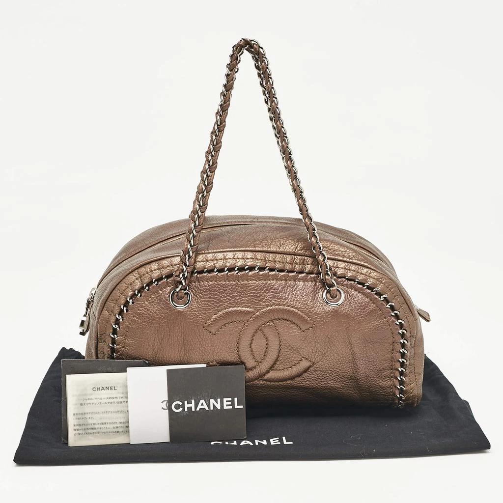 Chanel Chanel Bronze Leather Medium Chain Trim Luxe Ligne Bowler Bag 13