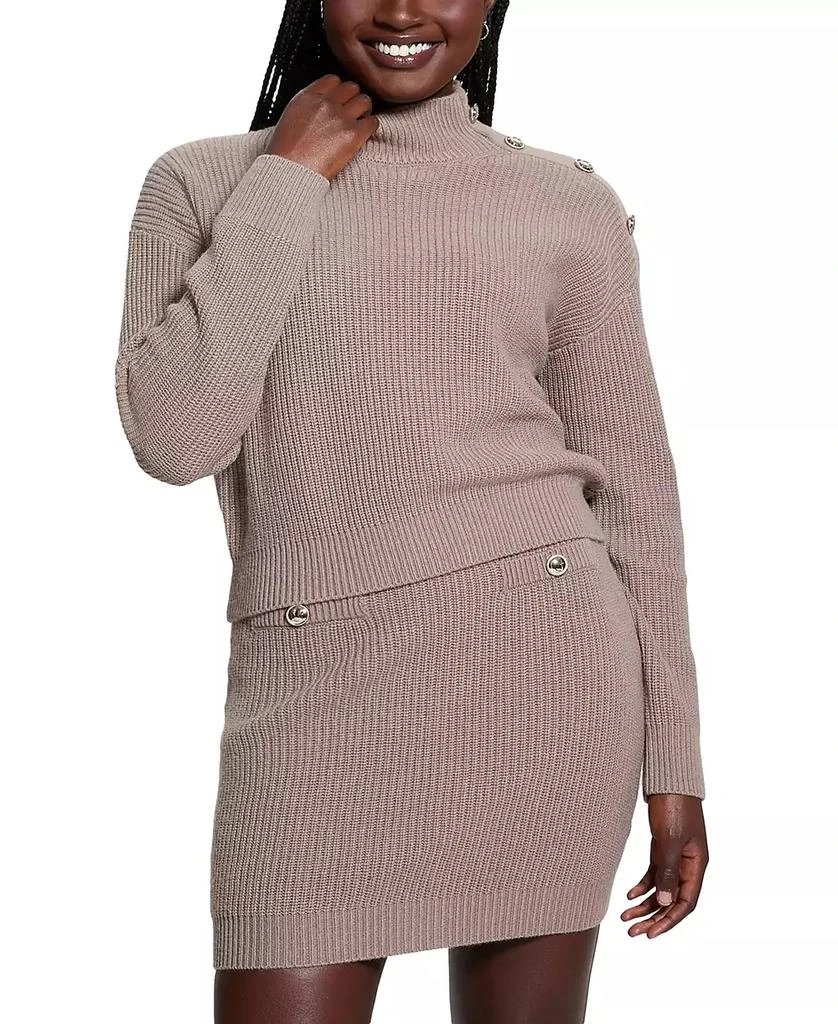 GUESS Women's Zylee Button-Trim Mock-Neck Sweater 2