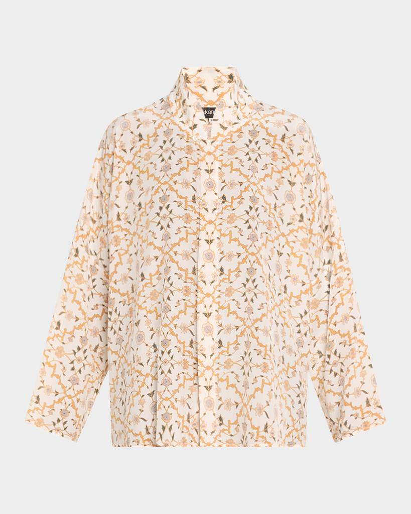 Eskandar Chinese Imperial Shirt with Chinese Collar (Mid Plus Length)