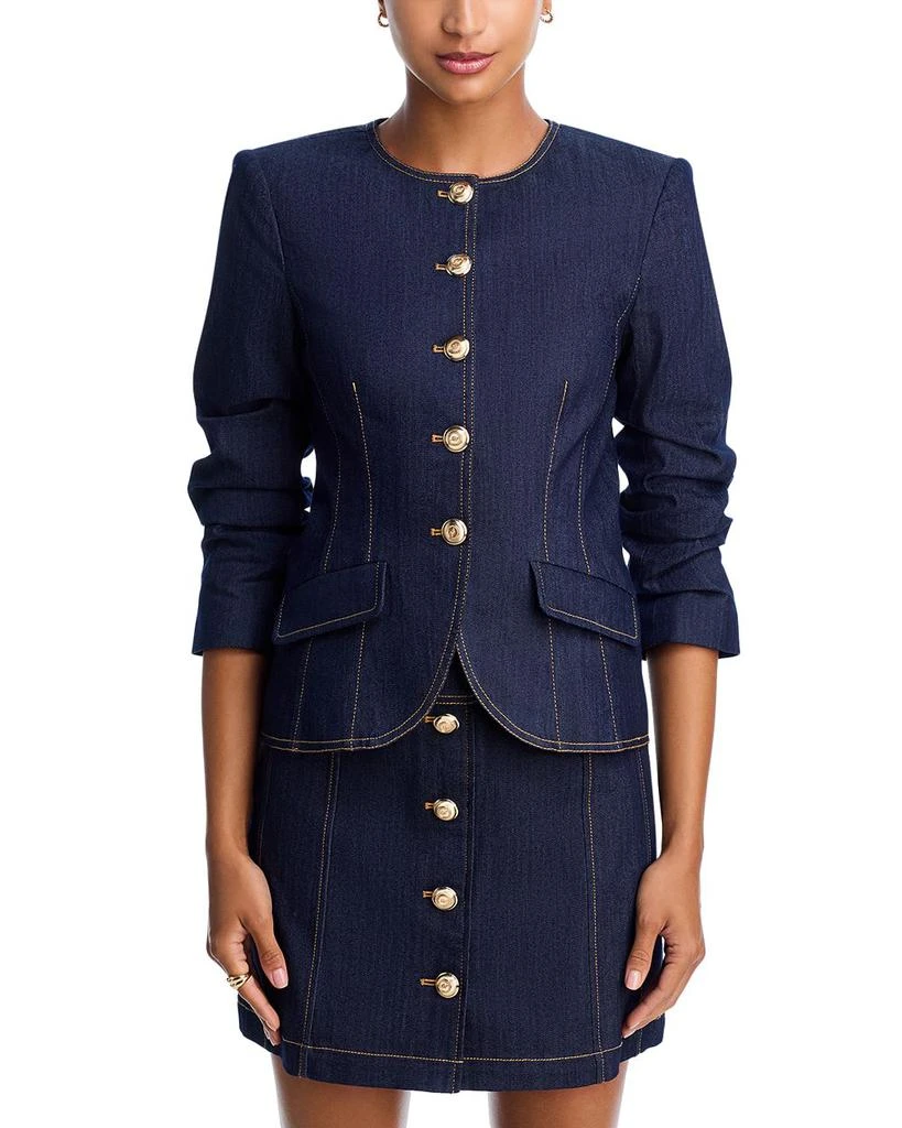 Cinq à Sept Chris Ruched Denim Jacket 3