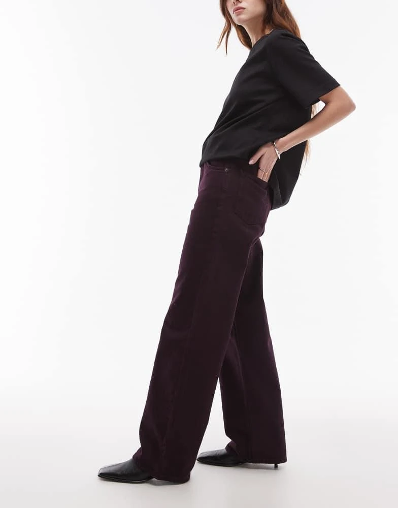 Topshop Topshop mid rise loose fit jean in oxblood 3