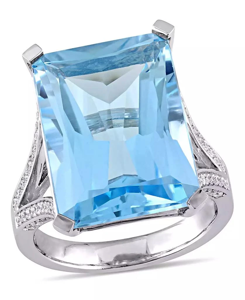 Macy
s Blue Topaz (18 ct. t.w.) and Diamond (1/2 ct. t.w.) Octagon Ring in 14k White Gold
