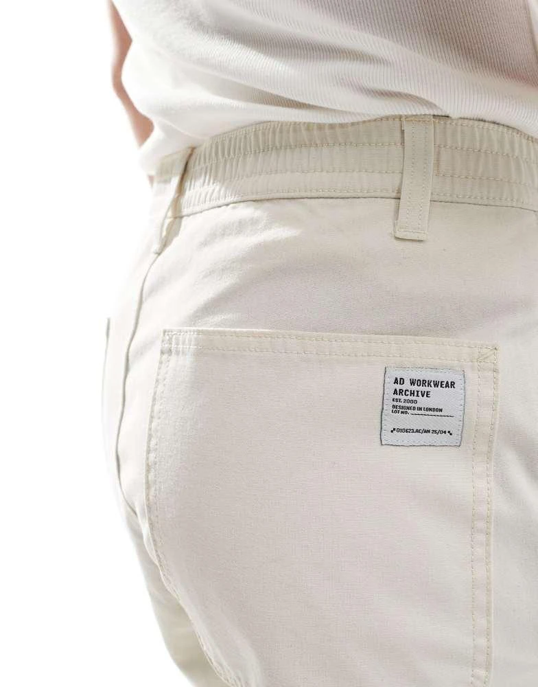 ASOS ASOS DESIGN baggy fit trousers with workwear patch in ecru 5