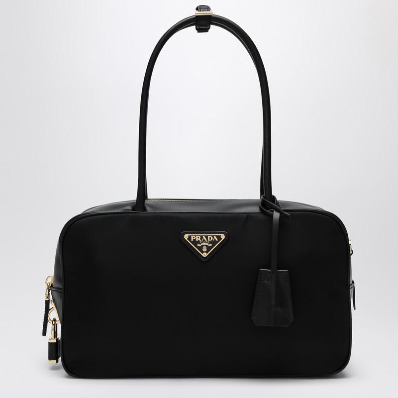 Prada Black medium top-handle in Re-Nylon and leather - Tote Bags