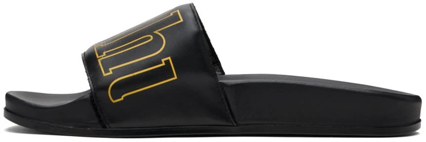 Rhude Black Leather Pool Slides 3